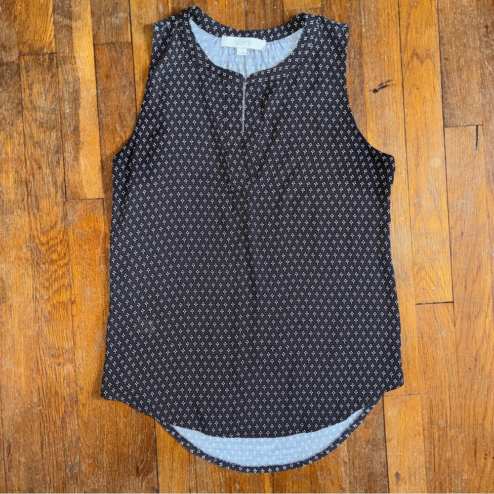 LOFT Black and White Sleeveless Blouse